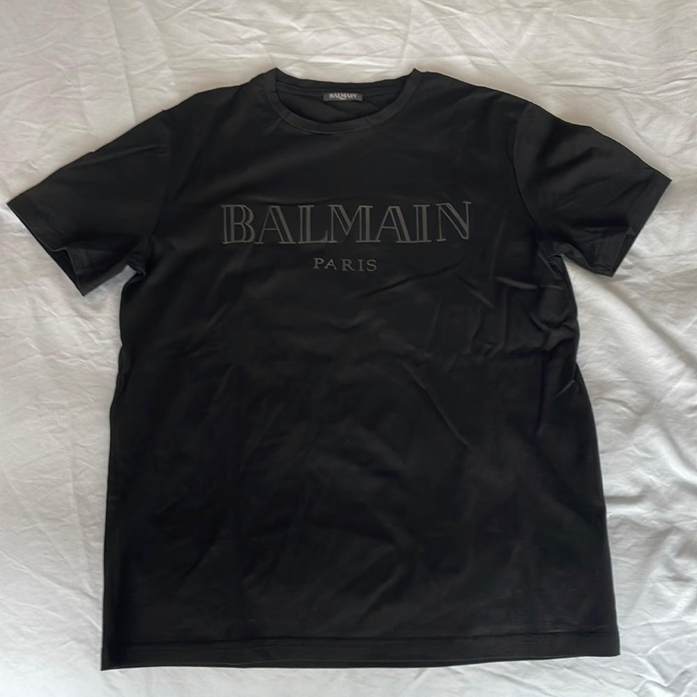 Balmain black organic cotton tshirt in medium